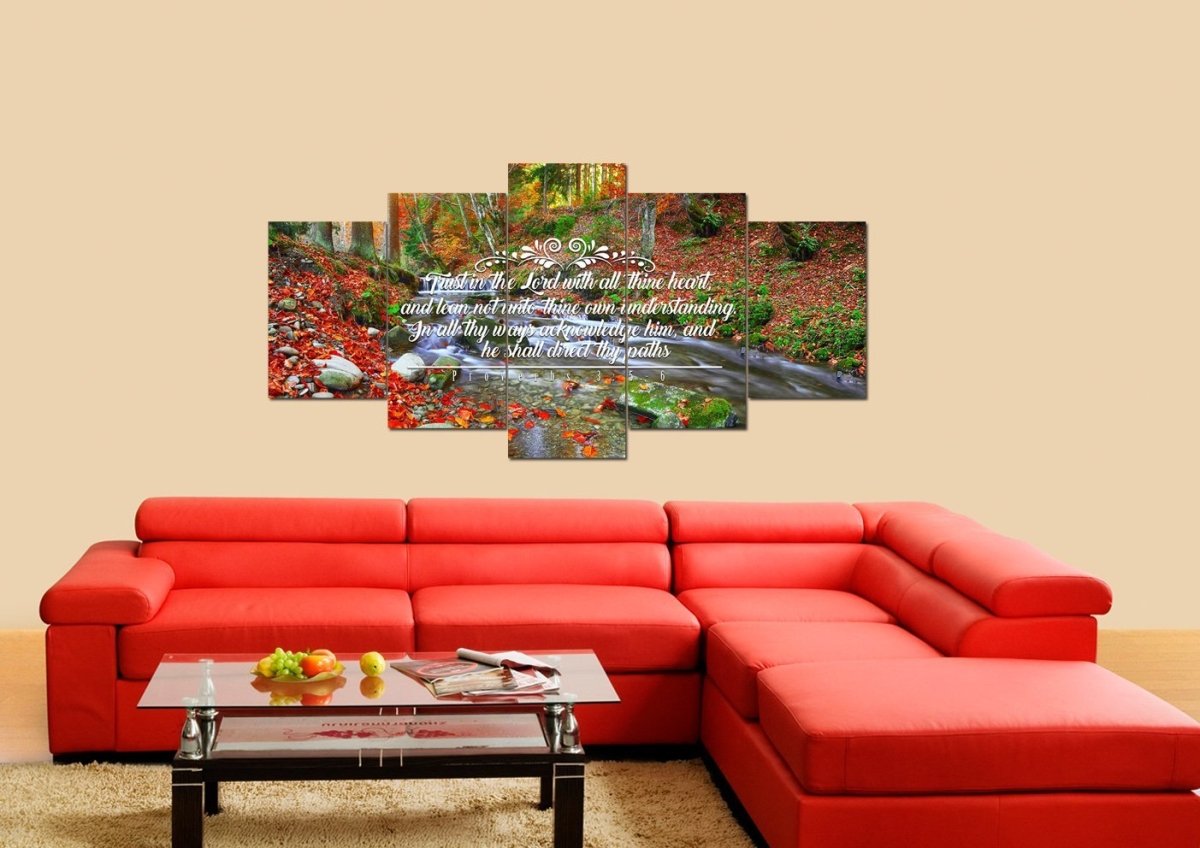 Proverbs 35-6 #41 Kjv 'Trust In The Lord With All Thine Heart' Christian Scripture Wall Art Canvas - Christian Canvas Wall Art