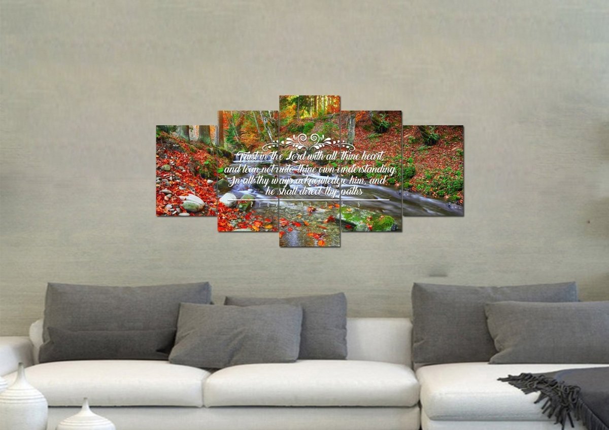 Proverbs 35-6 #41 Kjv 'Trust In The Lord With All Thine Heart' Christian Scripture Wall Art Canvas - Christian Canvas Wall Art