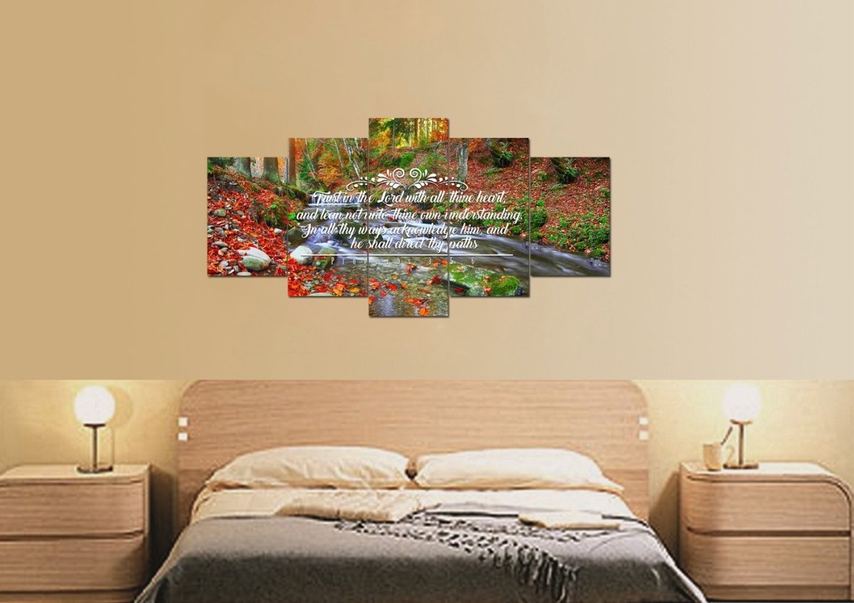 Proverbs 35-6 #41 Kjv 'Trust In The Lord With All Thine Heart' Christian Scripture Wall Art Canvas - Christian Canvas Wall Art