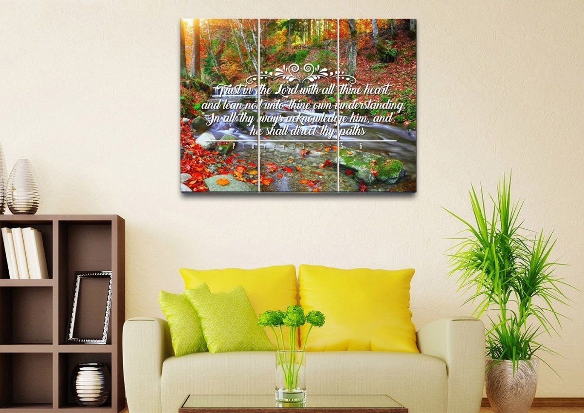 Proverbs 35-6 #41 Kjv 'Trust In The Lord With All Thine Heart' Christian Scripture Wall Art Canvas - Christian Canvas Wall Art