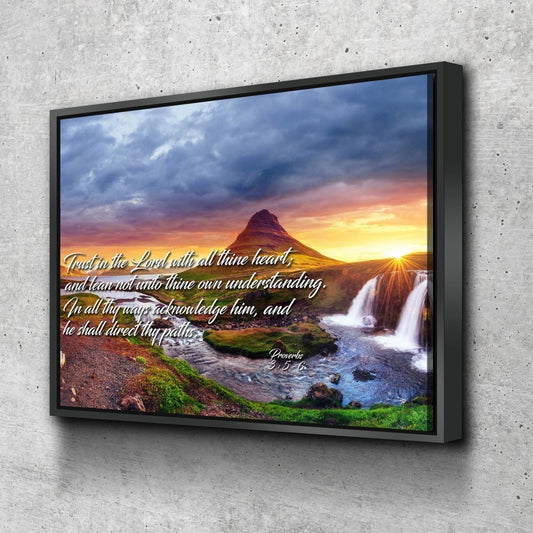 Proverbs 35-6 #43 Kjv 'Trust In The Lord With All Thine Heart' Christian Scripture Wall Art Canvas - Christian Canvas Wall Art