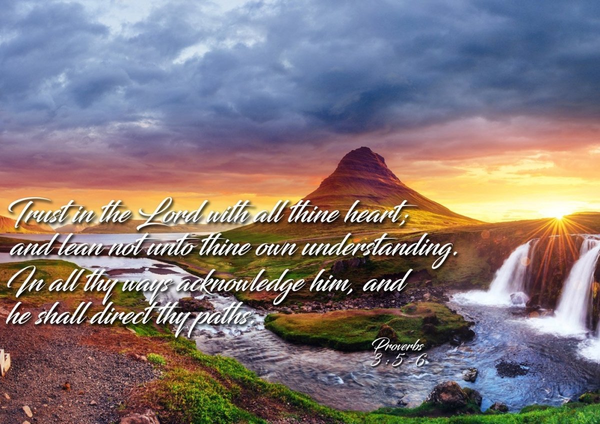 Proverbs 35-6 #43 Kjv 'Trust In The Lord With All Thine Heart' Christian Scripture Wall Art Canvas - Christian Canvas Wall Art
