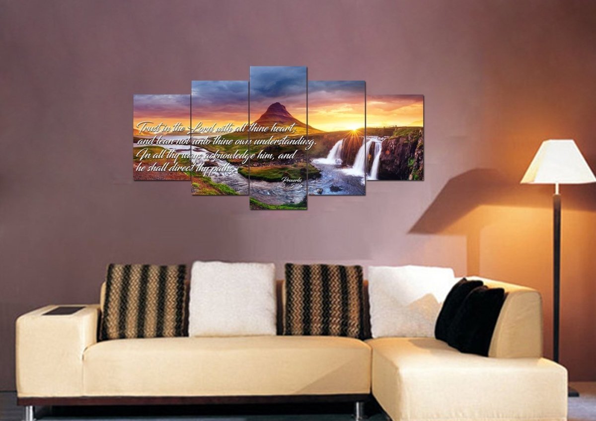 Proverbs 35-6 #43 Kjv 'Trust In The Lord With All Thine Heart' Christian Scripture Wall Art Canvas - Christian Canvas Wall Art