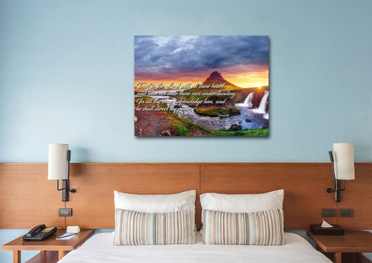 Proverbs 35-6 #43 Kjv 'Trust In The Lord With All Thine Heart' Christian Scripture Wall Art Canvas - Christian Canvas Wall Art