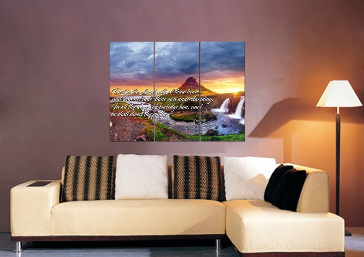 Proverbs 35-6 #43 Kjv 'Trust In The Lord With All Thine Heart' Christian Scripture Wall Art Canvas - Christian Canvas Wall Art