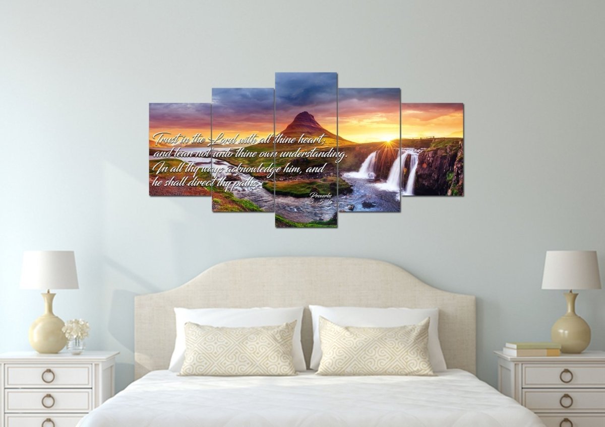 Proverbs 35-6 #43 Kjv 'Trust In The Lord With All Thine Heart' Christian Scripture Wall Art Canvas - Christian Canvas Wall Art