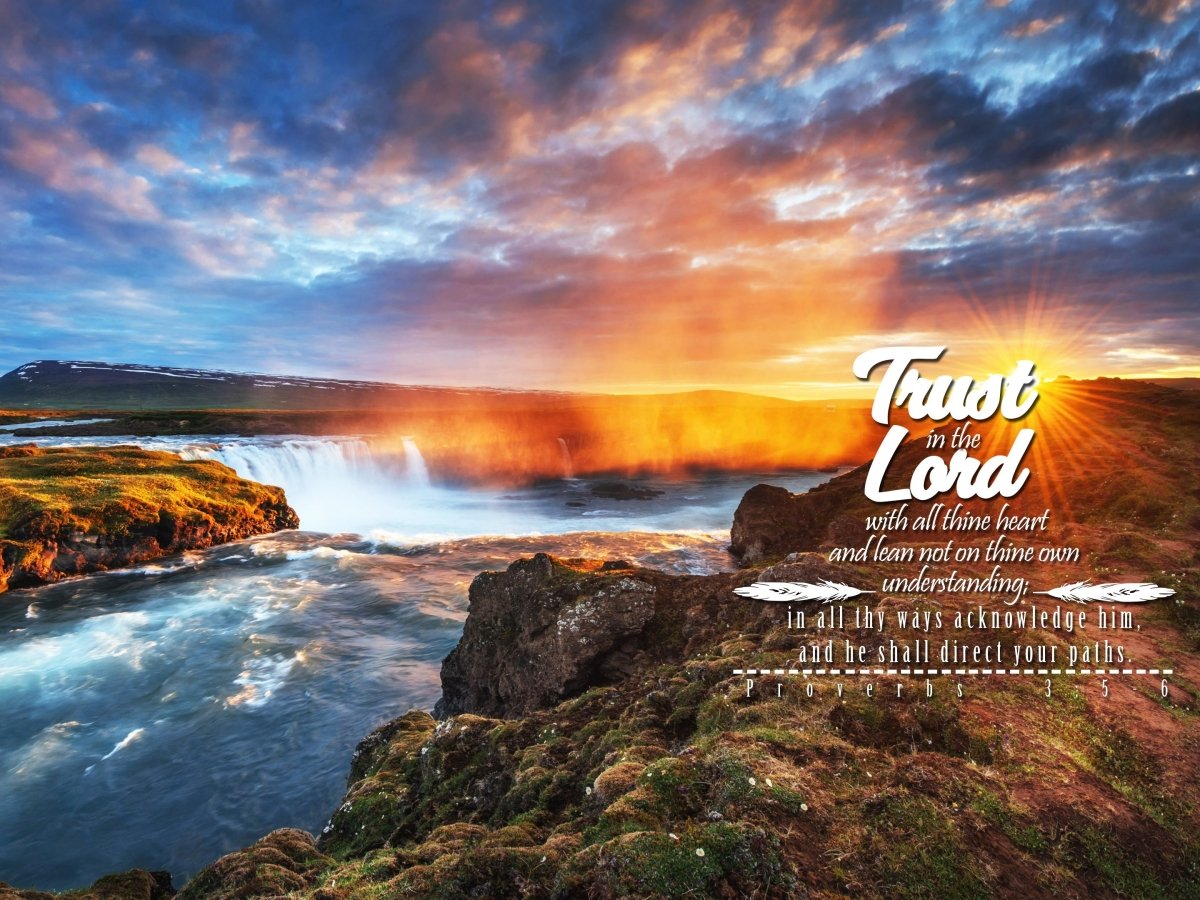 Proverbs 35-6 #44 Kjv 'Trust In The Lord With All Thine Heart' Christian Scripture Wall Art Canvas - Christian Canvas Wall Art