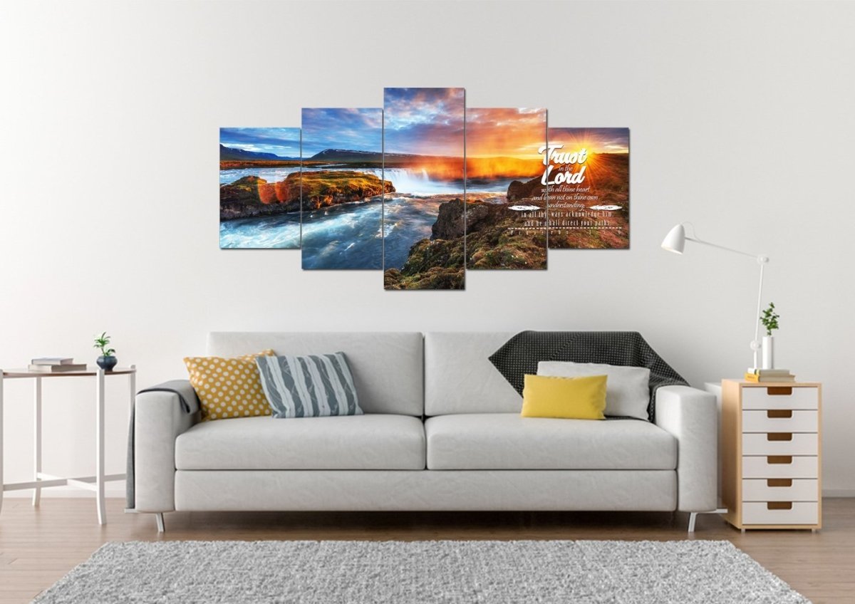 Proverbs 35-6 #44 Kjv 'Trust In The Lord With All Thine Heart' Christian Scripture Wall Art Canvas - Christian Canvas Wall Art