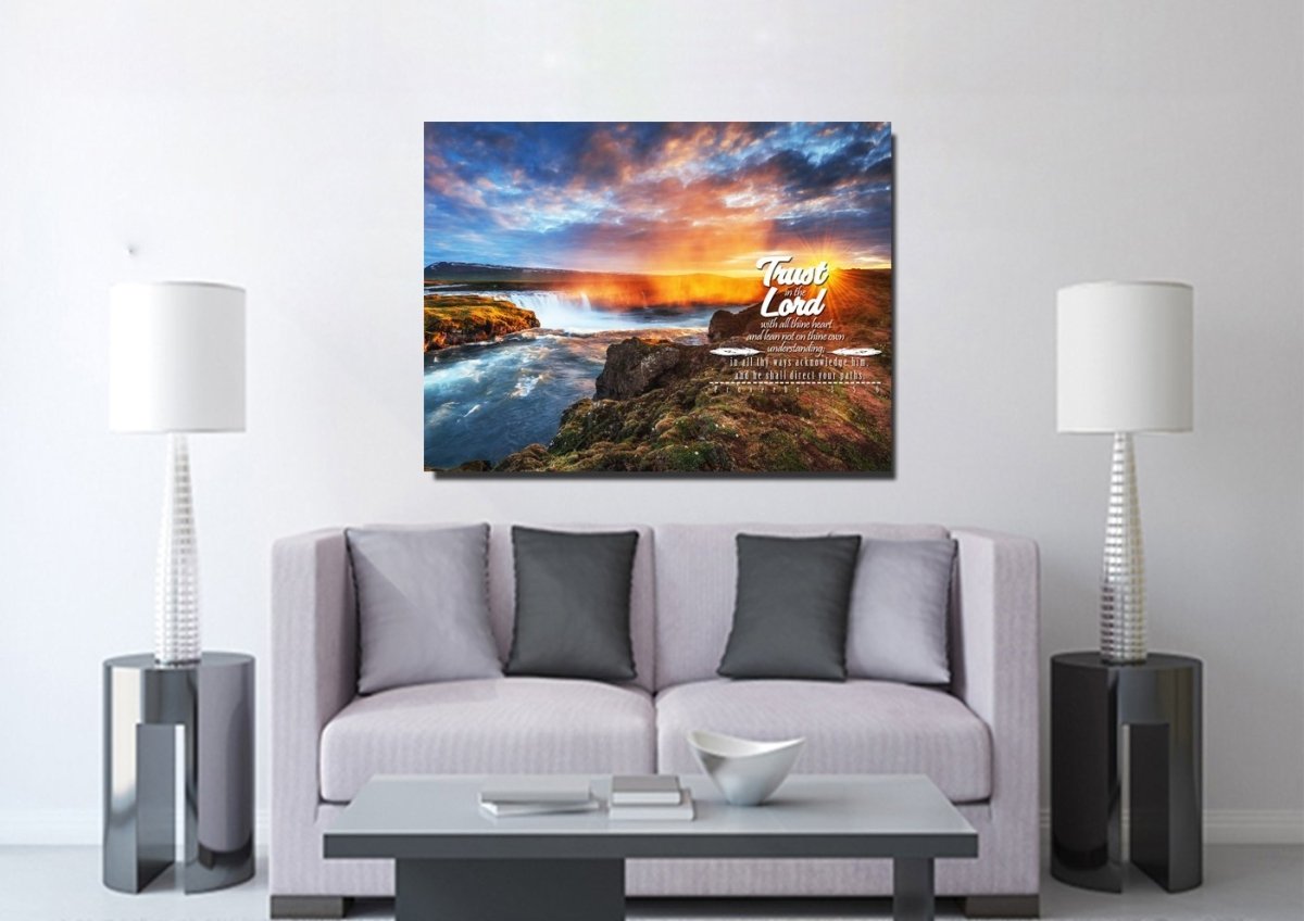 Proverbs 35-6 #44 Kjv 'Trust In The Lord With All Thine Heart' Christian Scripture Wall Art Canvas - Christian Canvas Wall Art