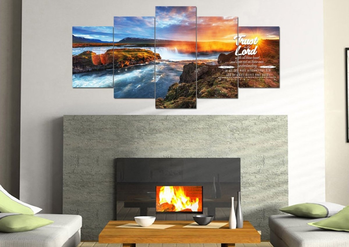 Proverbs 35-6 #44 Kjv 'Trust In The Lord With All Thine Heart' Christian Scripture Wall Art Canvas - Christian Canvas Wall Art