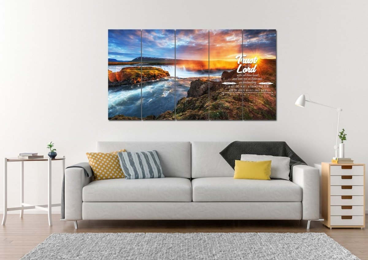 Proverbs 35-6 #44 Kjv 'Trust In The Lord With All Thine Heart' Christian Scripture Wall Art Canvas - Christian Canvas Wall Art