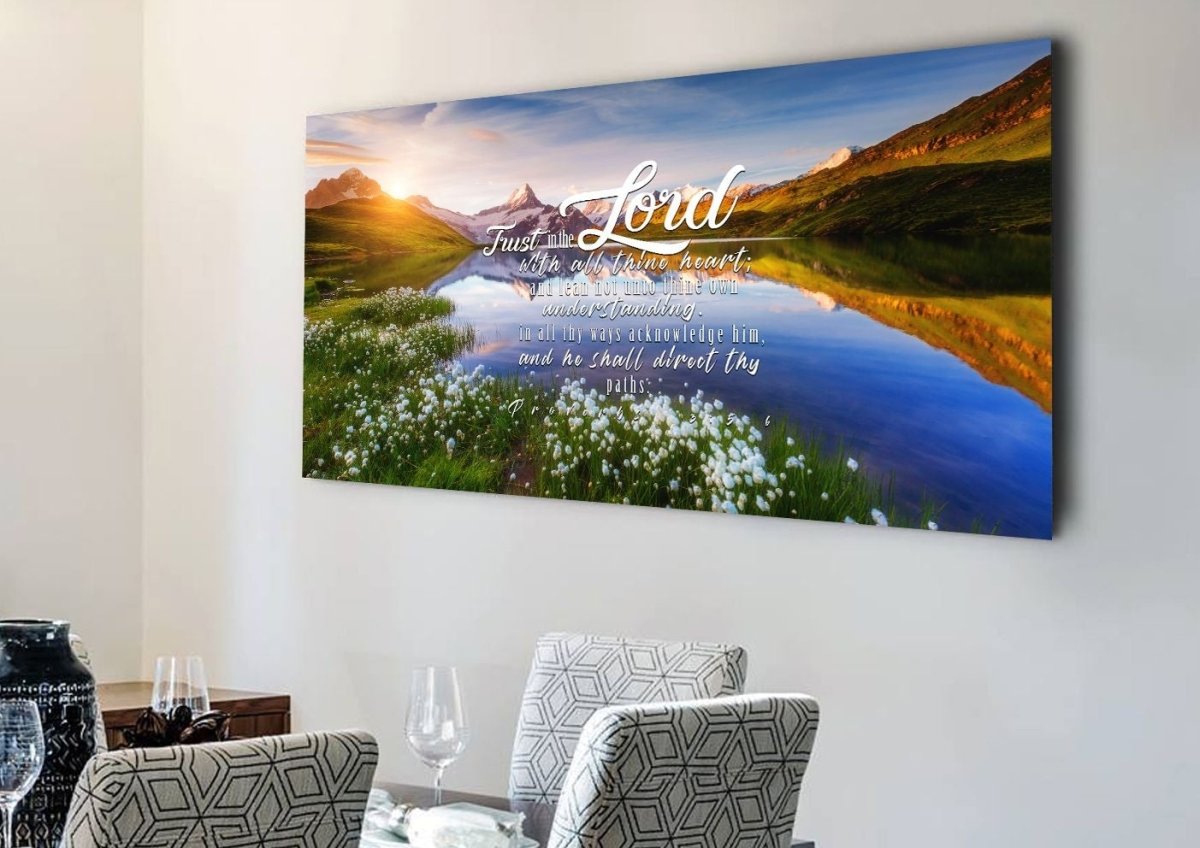 Proverbs 35-6 #45 Kjv 'Trust In The Lord With All Thine Heart' Christian Scripture Wall Art Canvas - Christian Canvas Wall Art