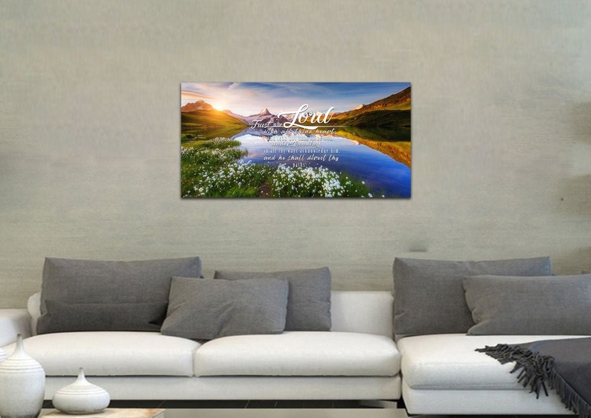 Proverbs 35-6 #45 Kjv 'Trust In The Lord With All Thine Heart' Christian Scripture Wall Art Canvas - Christian Canvas Wall Art