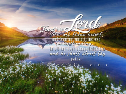 Proverbs 35-6 #45 Kjv 'Trust In The Lord With All Thine Heart' Christian Scripture Wall Art Canvas - Christian Canvas Wall Art