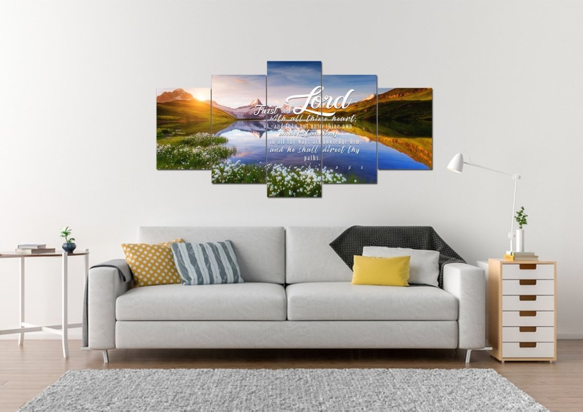Proverbs 35-6 #45 Kjv 'Trust In The Lord With All Thine Heart' Christian Scripture Wall Art Canvas - Christian Canvas Wall Art