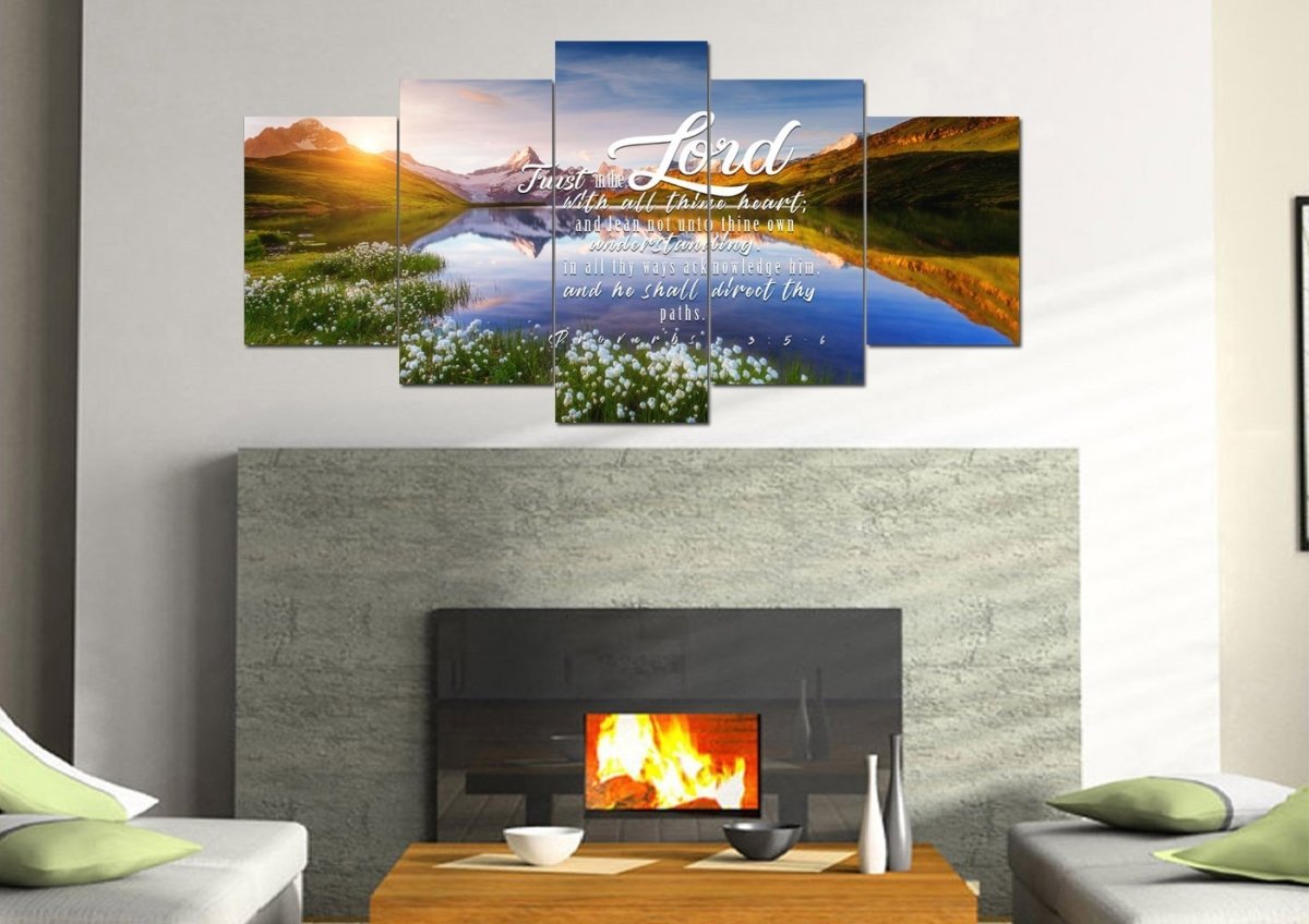 Proverbs 35-6 #45 Kjv 'Trust In The Lord With All Thine Heart' Christian Scripture Wall Art Canvas - Christian Canvas Wall Art