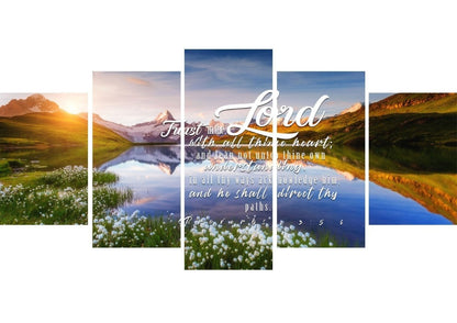 Proverbs 35-6 #45 Kjv 'Trust In The Lord With All Thine Heart' Christian Scripture Wall Art Canvas - Christian Canvas Wall Art