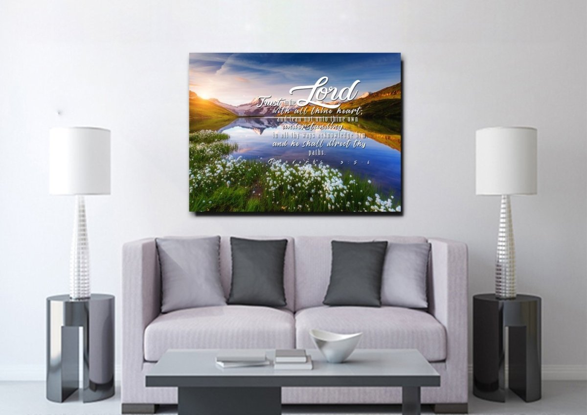 Proverbs 35-6 #45 Kjv 'Trust In The Lord With All Thine Heart' Christian Scripture Wall Art Canvas - Christian Canvas Wall Art