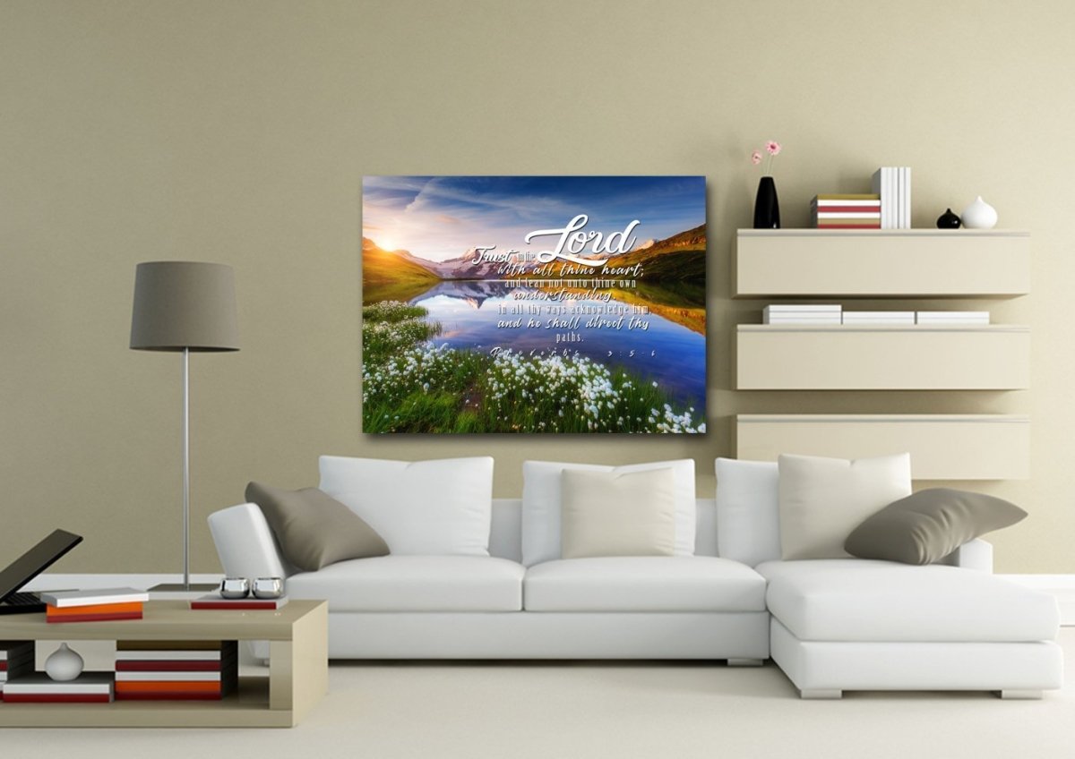 Proverbs 35-6 #45 Kjv 'Trust In The Lord With All Thine Heart' Christian Scripture Wall Art Canvas - Christian Canvas Wall Art