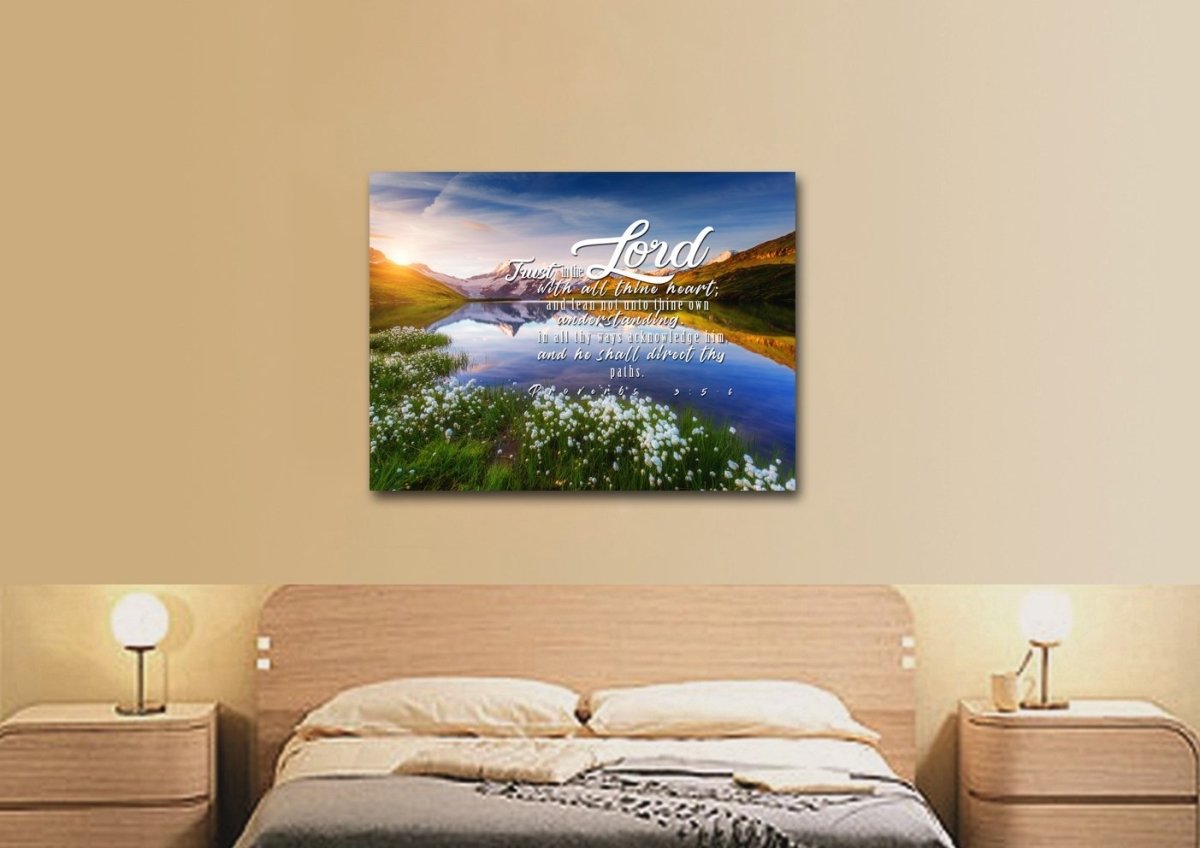 Proverbs 35-6 #45 Kjv 'Trust In The Lord With All Thine Heart' Christian Scripture Wall Art Canvas - Christian Canvas Wall Art