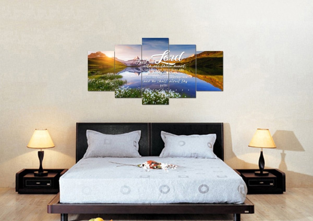 Proverbs 35-6 #45 Kjv 'Trust In The Lord With All Thine Heart' Christian Scripture Wall Art Canvas - Christian Canvas Wall Art