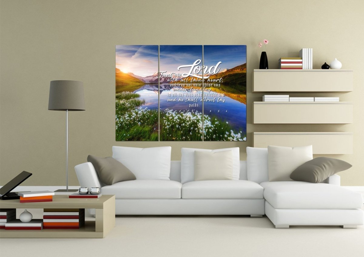 Proverbs 35-6 #45 Kjv 'Trust In The Lord With All Thine Heart' Christian Scripture Wall Art Canvas - Christian Canvas Wall Art