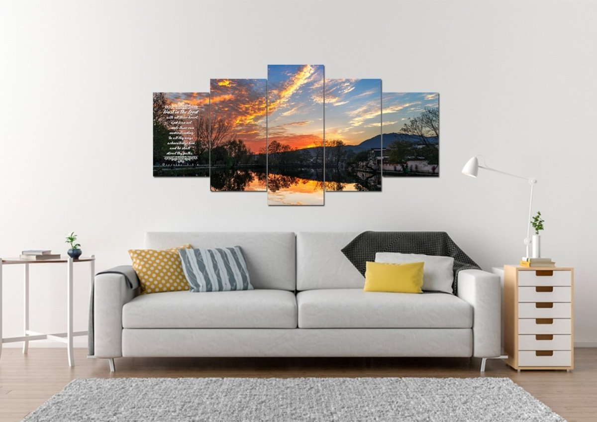 Proverbs 35-6 #47 Kjv 'Trust In The Lord With All Thine Heart' Christian Scripture Wall Art Canvas - Christian Canvas Wall Art