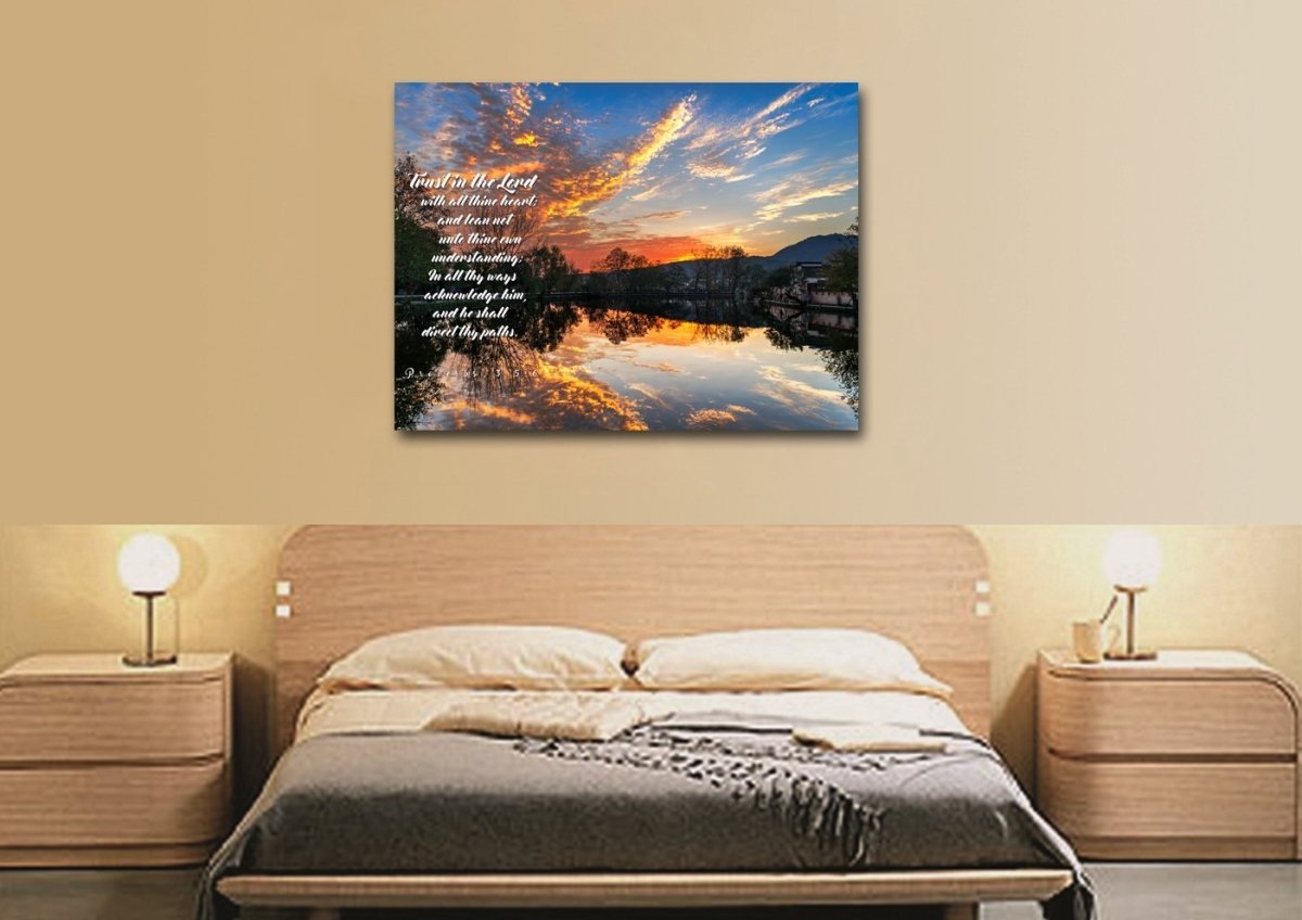 Proverbs 35-6 #47 Kjv 'Trust In The Lord With All Thine Heart' Christian Scripture Wall Art Canvas - Christian Canvas Wall Art