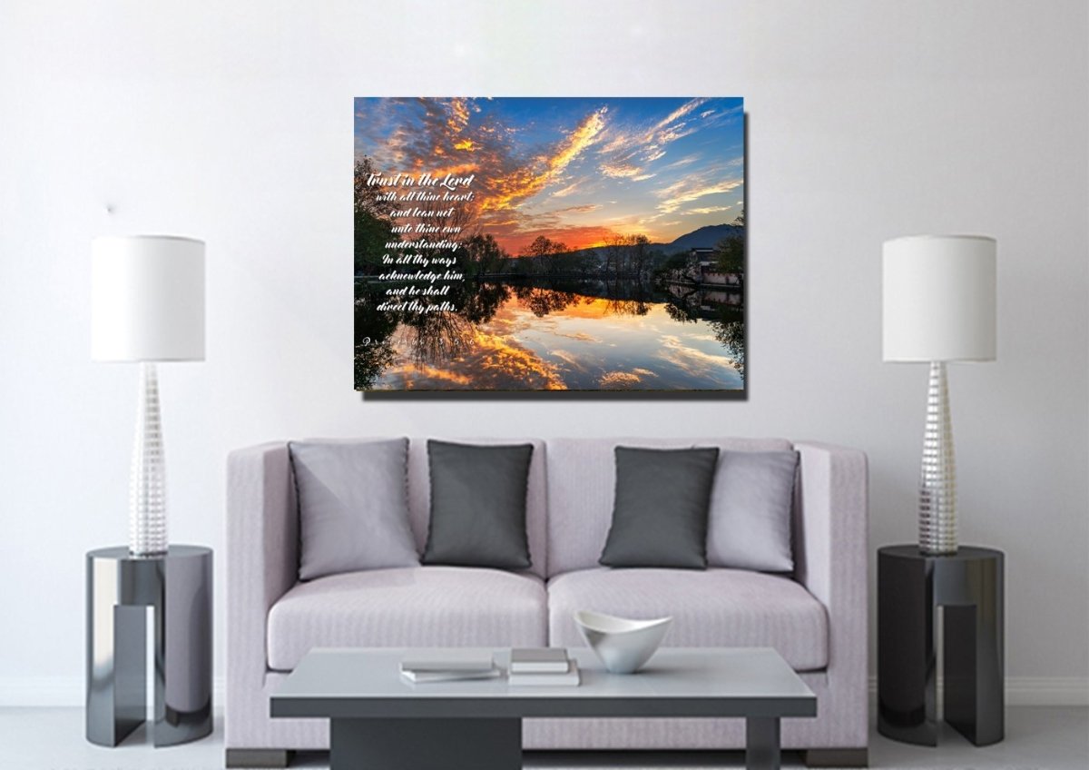 Proverbs 35-6 #47 Kjv 'Trust In The Lord With All Thine Heart' Christian Scripture Wall Art Canvas - Christian Canvas Wall Art