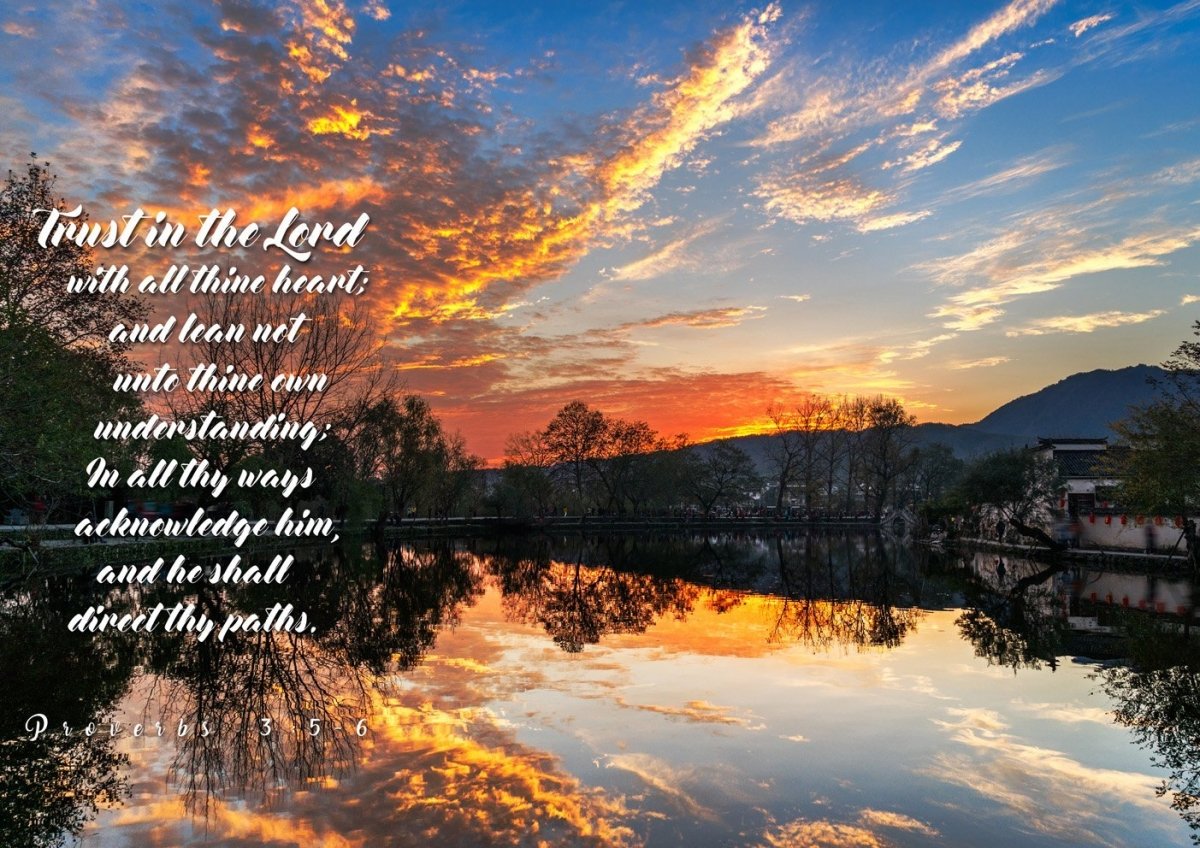 Proverbs 35-6 #47 Kjv 'Trust In The Lord With All Thine Heart' Christian Scripture Wall Art Canvas - Christian Canvas Wall Art