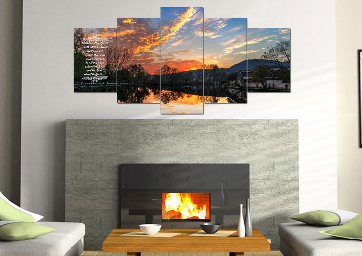 Proverbs 35-6 #47 Kjv 'Trust In The Lord With All Thine Heart' Christian Scripture Wall Art Canvas - Christian Canvas Wall Art