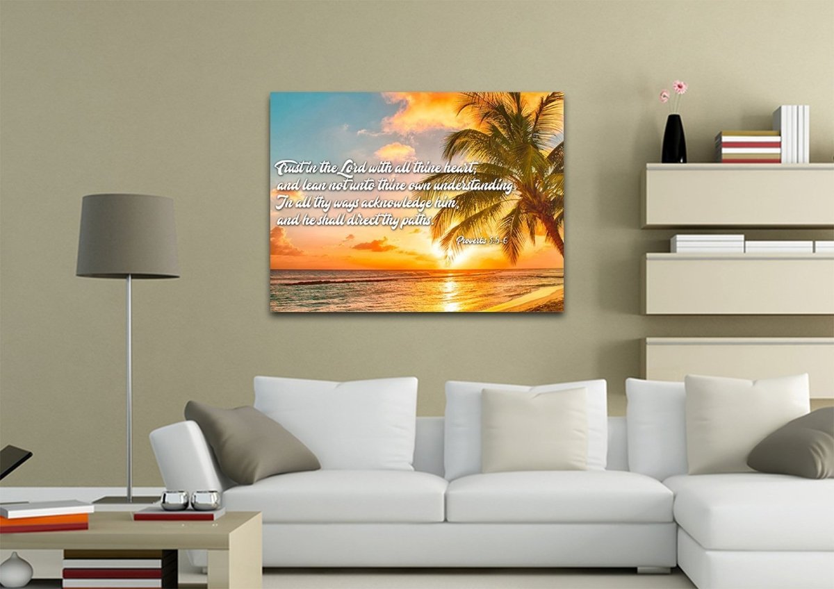 Proverbs 35-6 #4 Kjv 'Trust In The Lord' Christian Scripture Wall Art Canvas - Christian Canvas Wall Art