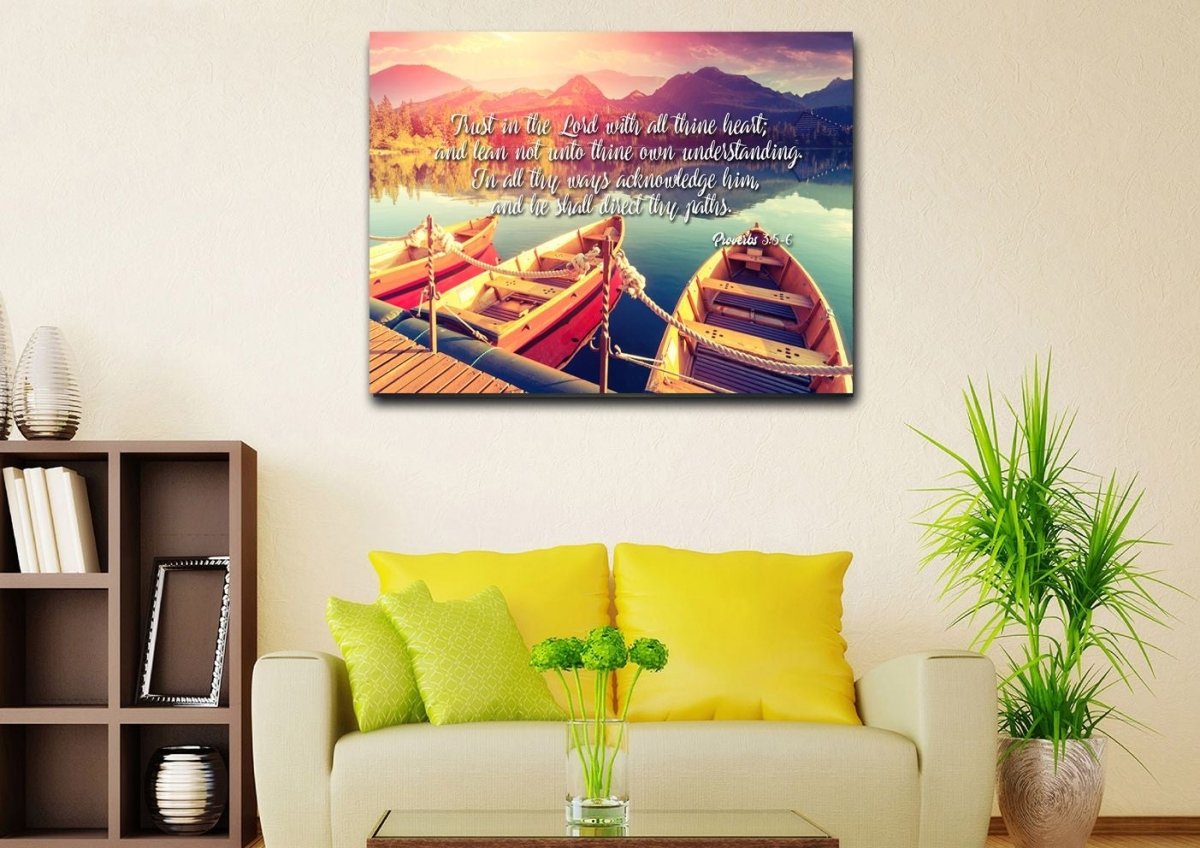 Proverbs 35-6 #5 Kjv 'Trust In The Lord' Christian Scripture Wall Art Canvas - Christian Canvas Wall Art