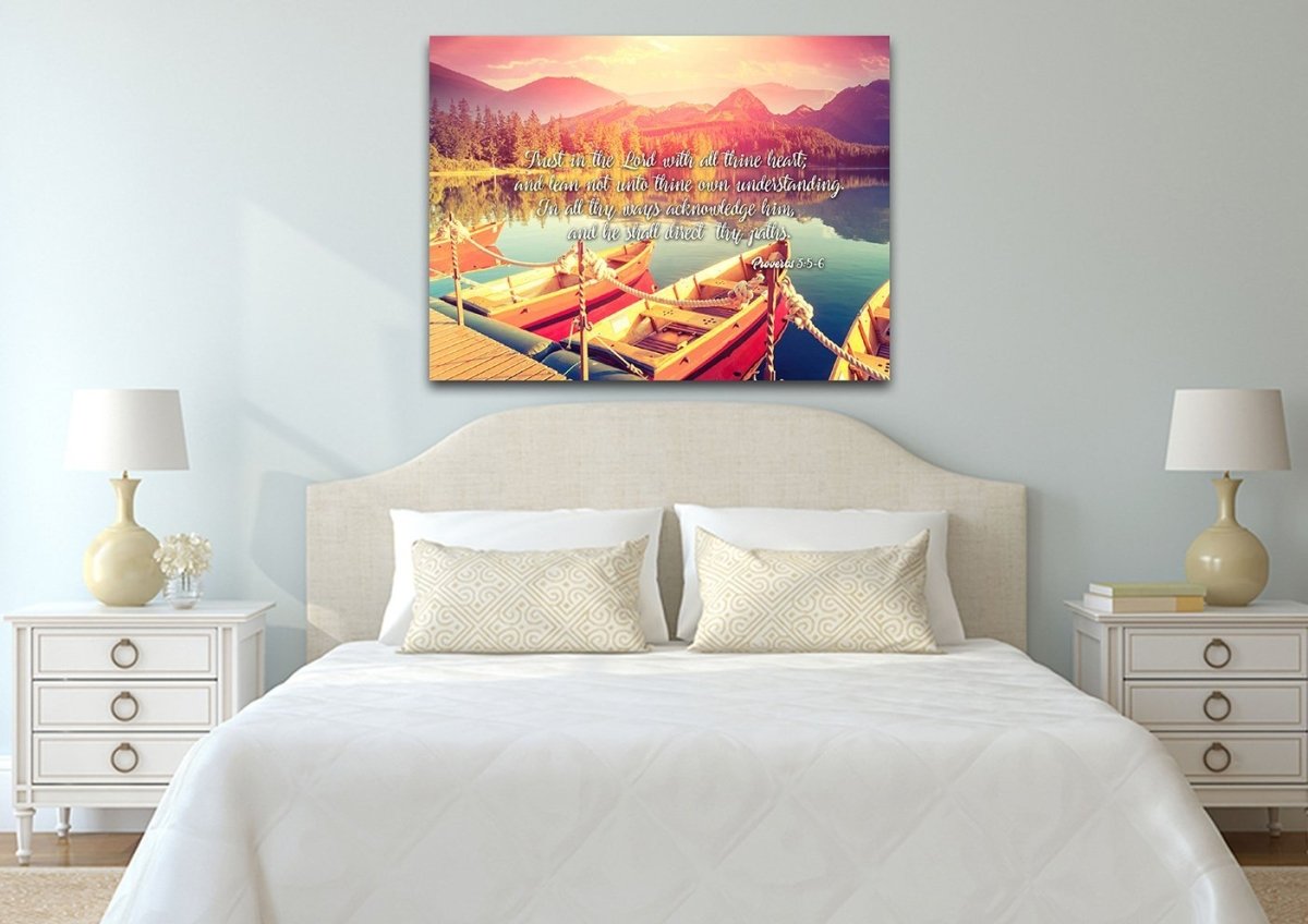 Proverbs 35-6 #5 Kjv 'Trust In The Lord' Christian Scripture Wall Art Canvas - Christian Canvas Wall Art