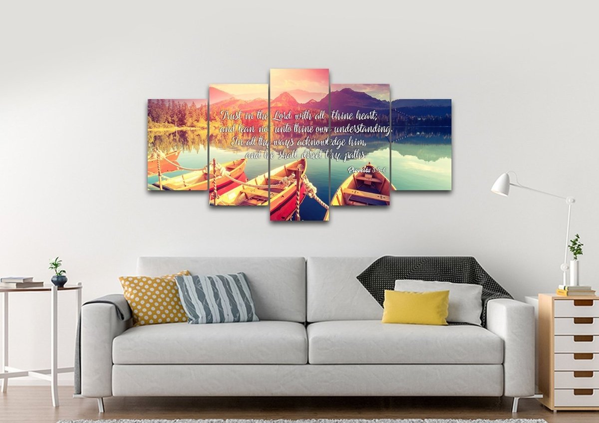 Proverbs 35-6 #5 Kjv 'Trust In The Lord' Christian Scripture Wall Art Canvas - Christian Canvas Wall Art