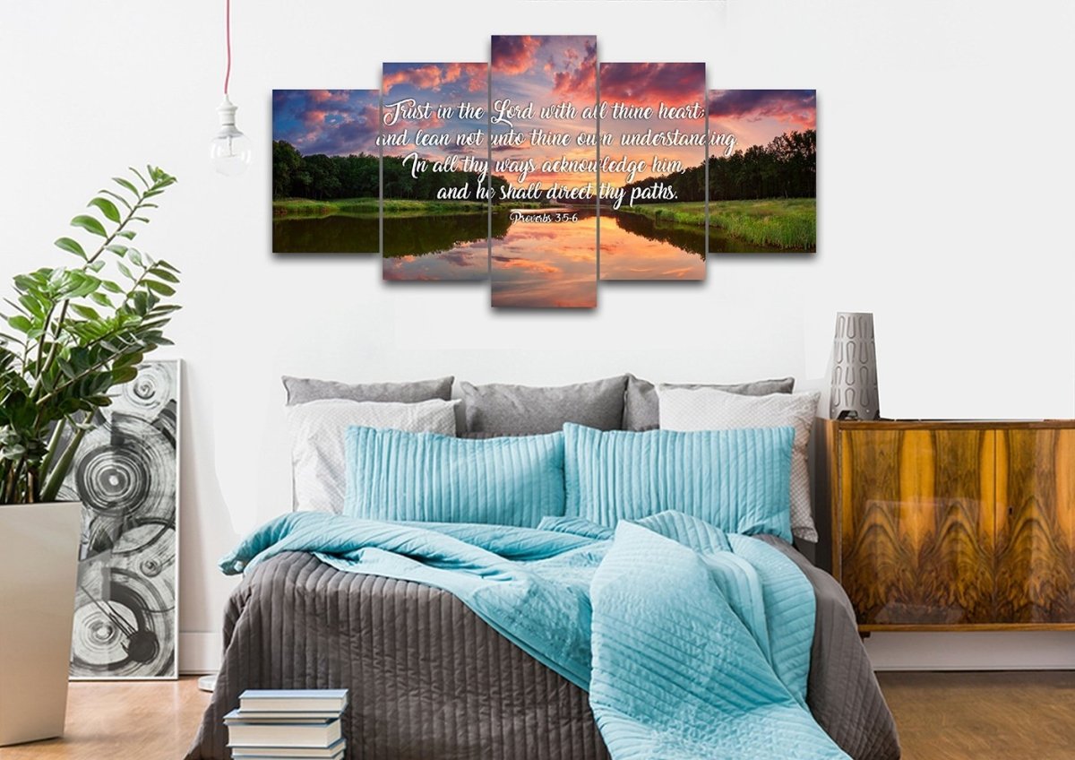 Proverbs 35-6 #6 Kjv 'Trust In The Lord' Christian Scripture Wall Art Canvas - Christian Canvas Wall Art