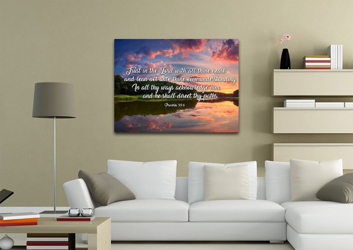 Proverbs 35-6 #6 Kjv 'Trust In The Lord' Christian Scripture Wall Art Canvas - Christian Canvas Wall Art