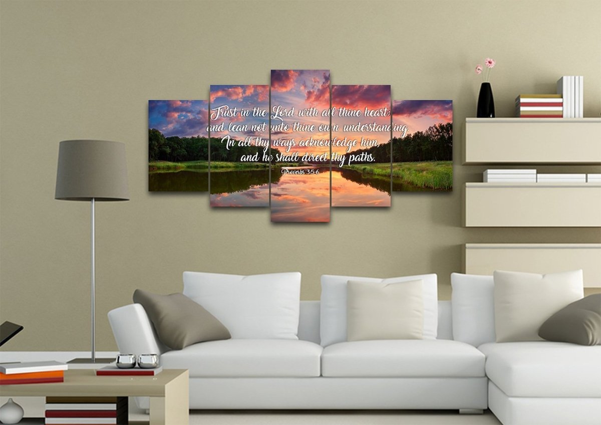 Proverbs 35-6 #6 Kjv 'Trust In The Lord' Christian Scripture Wall Art Canvas - Christian Canvas Wall Art