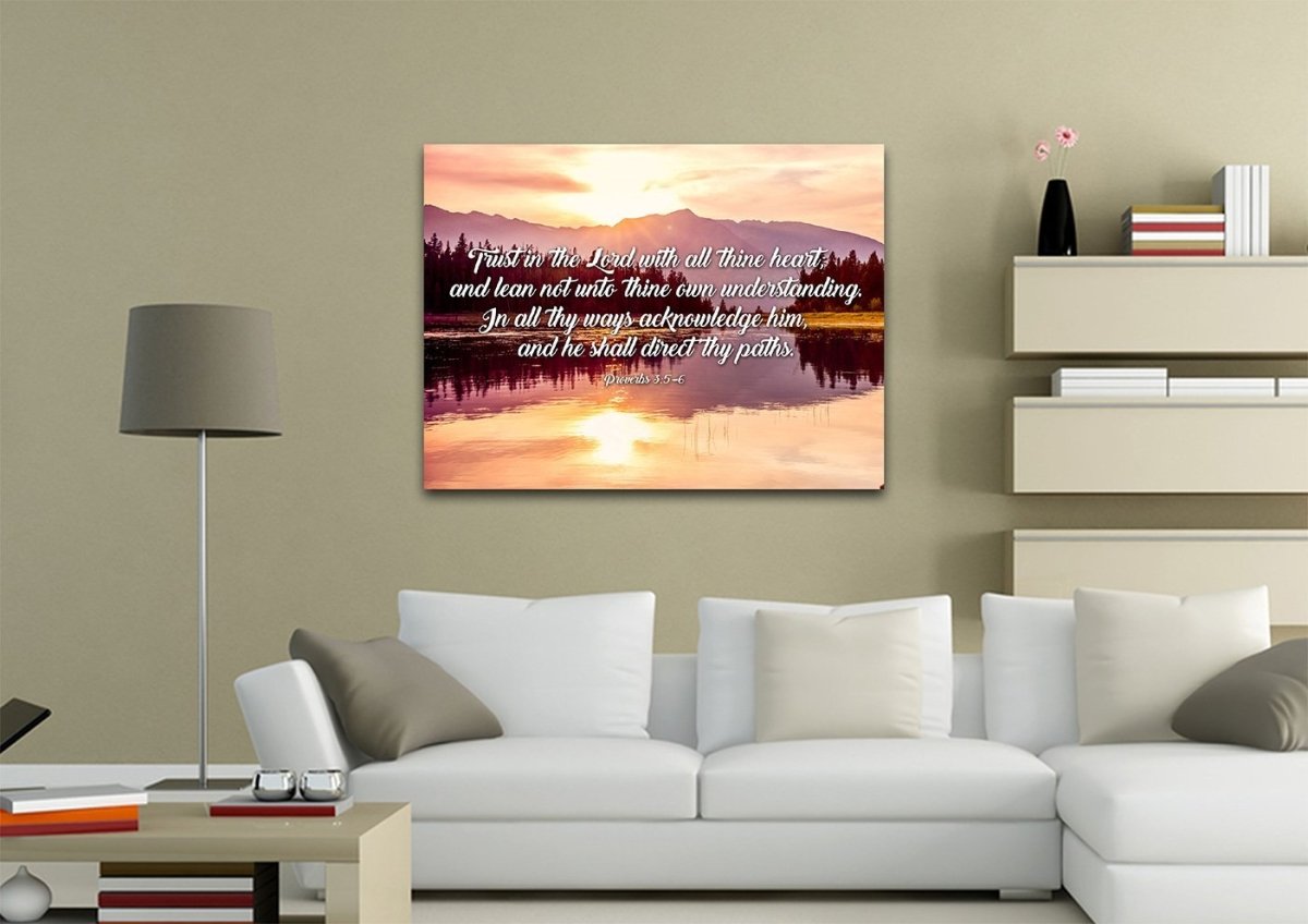 Proverbs 35-6 #8 Kjv 'Trust In The Lord' Christian Scripture Wall Art Canvas - Christian Canvas Wall Art