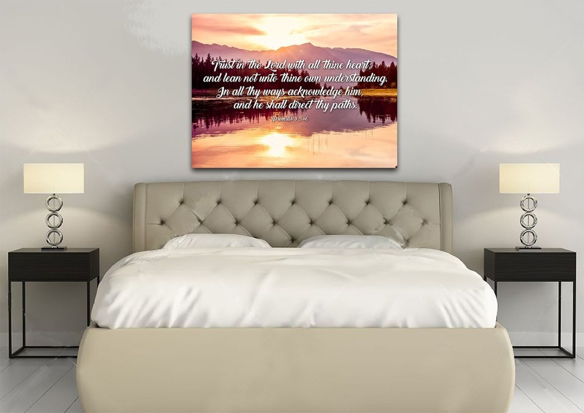 Proverbs 35-6 #8 Kjv 'Trust In The Lord' Christian Scripture Wall Art Canvas - Christian Canvas Wall Art