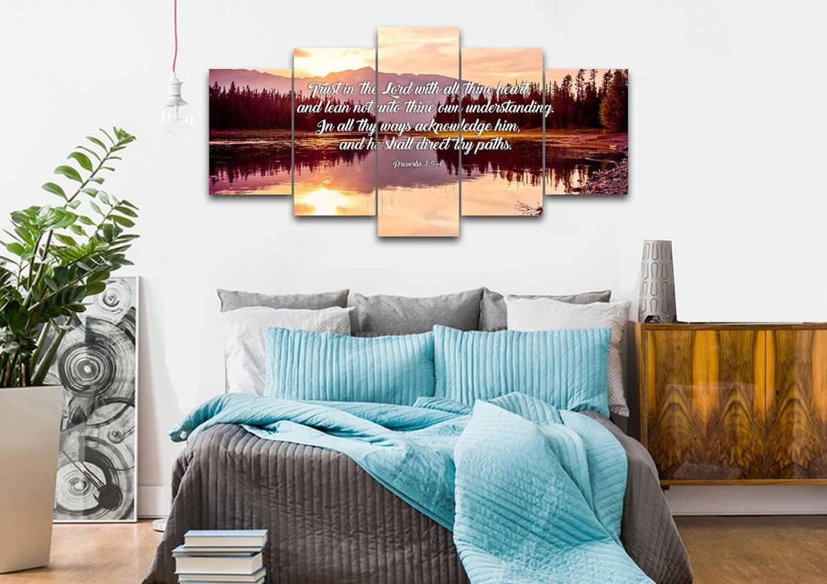 Proverbs 35-6 #8 Kjv 'Trust In The Lord' Christian Scripture Wall Art Canvas - Christian Canvas Wall Art