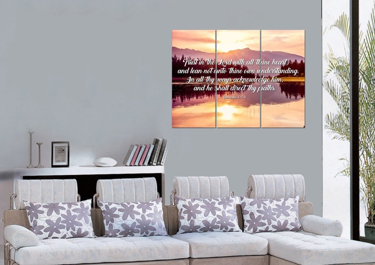 Proverbs 35-6 #8 Kjv 'Trust In The Lord' Christian Scripture Wall Art Canvas - Christian Canvas Wall Art