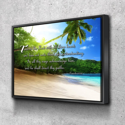 Proverbs 35-6 Kjv 'Trust In The Lord' Christian Scripture Wall Art Canvas - Christian Canvas Wall Art