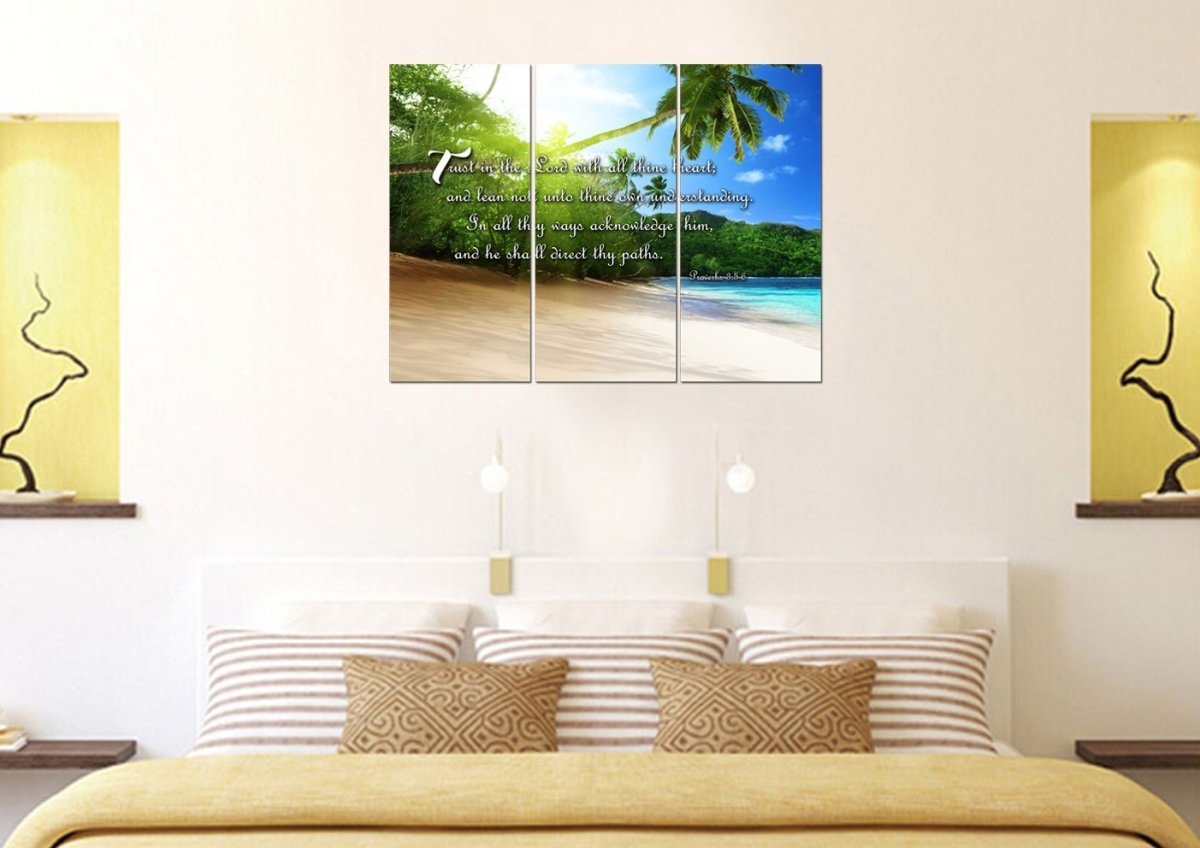 Proverbs 35-6 Kjv 'Trust In The Lord' Christian Scripture Wall Art Canvas - Christian Canvas Wall Art
