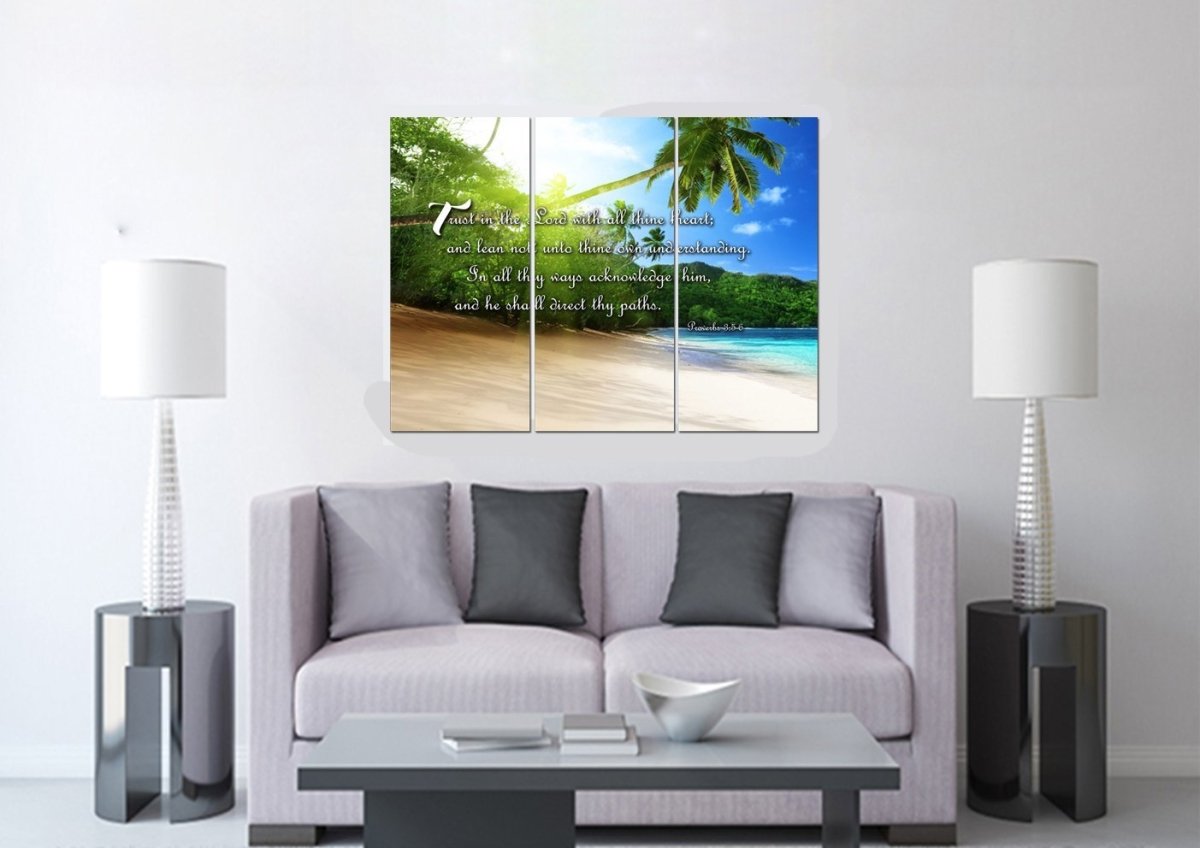 Proverbs 35-6 Kjv 'Trust In The Lord' Christian Scripture Wall Art Canvas - Christian Canvas Wall Art