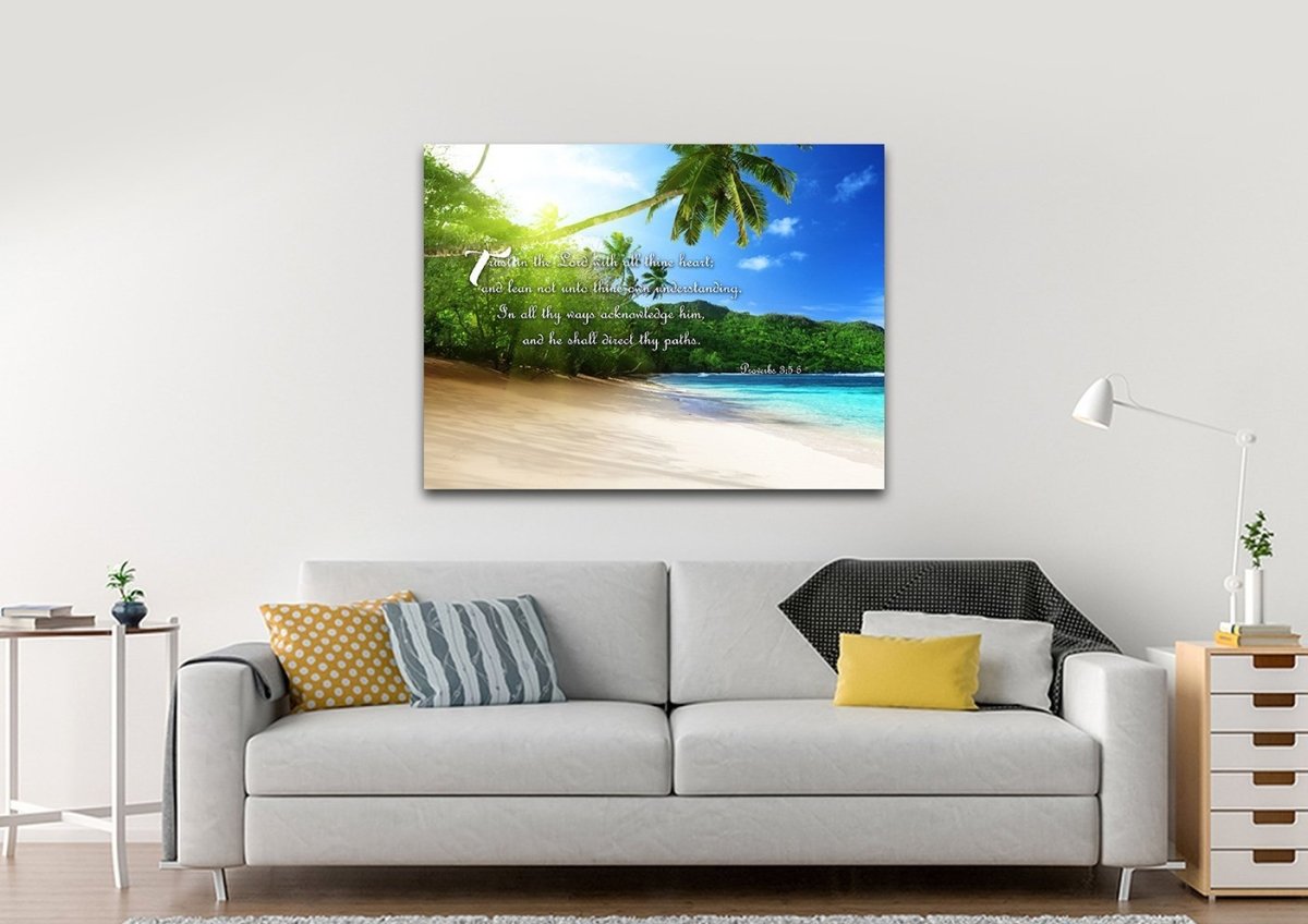 Proverbs 35-6 Kjv 'Trust In The Lord' Christian Scripture Wall Art Canvas - Christian Canvas Wall Art