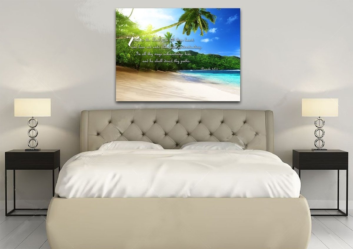 Proverbs 35-6 Kjv 'Trust In The Lord' Christian Scripture Wall Art Canvas - Christian Canvas Wall Art