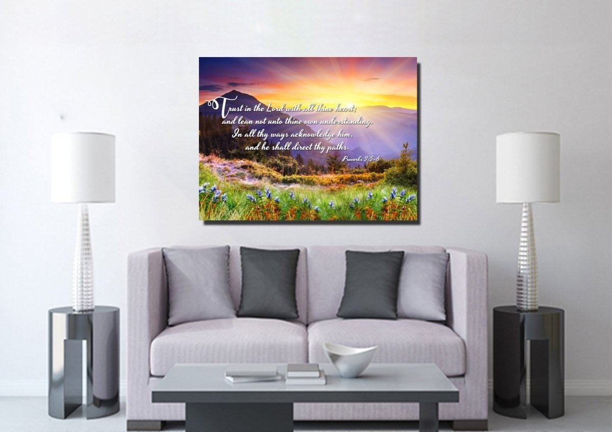 Proverbs 35-6 Kjv 'Trust In The Lord' Christian Scripture Wall Art Canvas