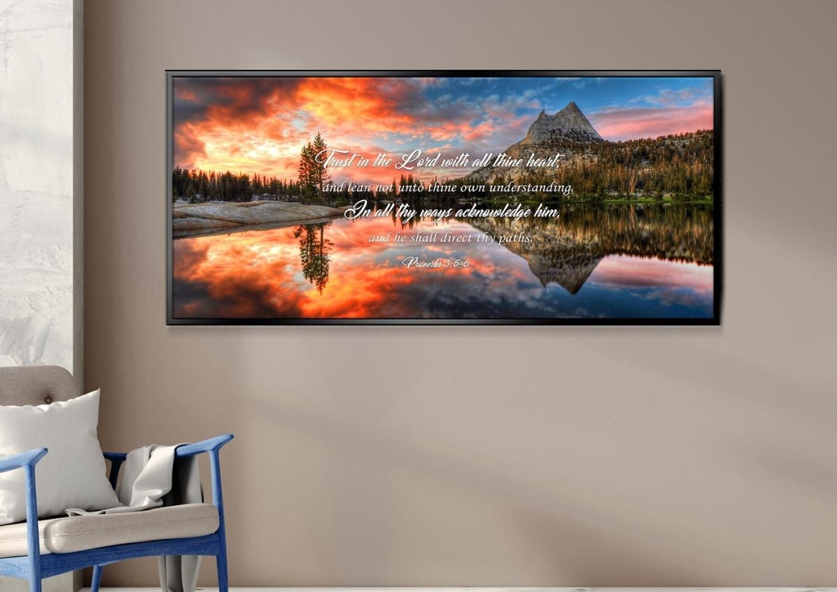 Proverbs 35-6 Kjv 'Trust In The Lord With All Thine Heart' Christian Scripture Wall Art Canvas - Christian Canvas Wall Art