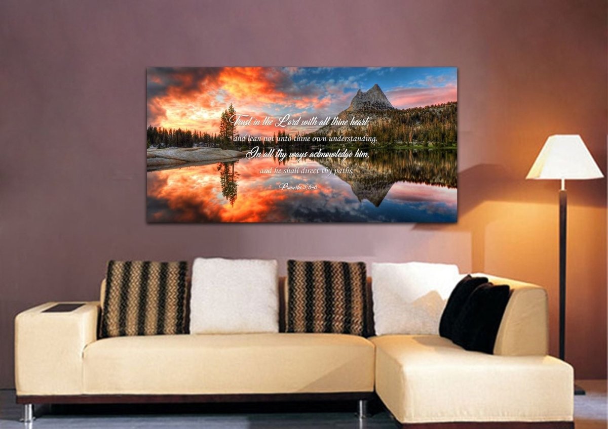 Proverbs 35-6 Kjv 'Trust In The Lord With All Thine Heart' Christian Scripture Wall Art Canvas - Christian Canvas Wall Art